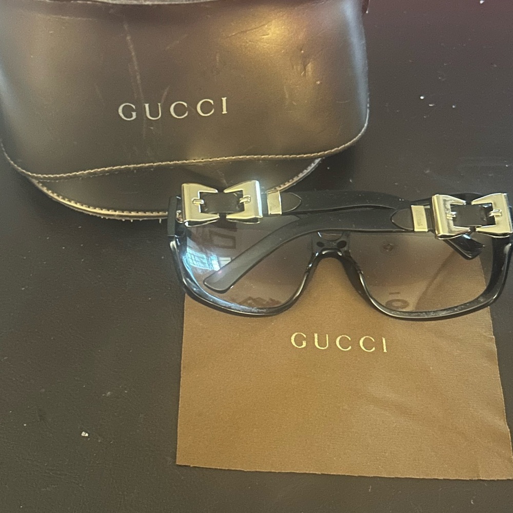 Gucci Black Sunglasses with Gold Buckles